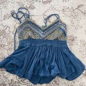 Free People Embroidered Tank Top
